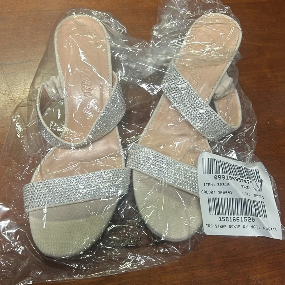 J Crew Lucie double-strap block-heel sandals with crystals BP318